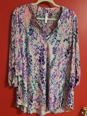 XL Dear Scarlet Floral V-Neck Tunic